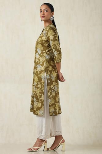 Soch WomenS Cotton Botanical Regular Kurta (Cws5Ku61082_Olive