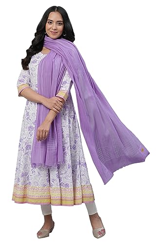Aurelia White Kalidar Floral Printed Kurta, Tights and Dupatta Set