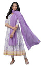 Aurelia White Kalidar Floral Printed Kurta, Tights and Dupatta Set