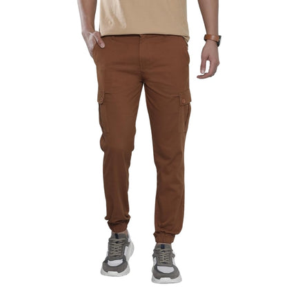 The Indian Garage Co Men Slim Fit Solid Mid-Rise Stretchable Cuffed Cargos