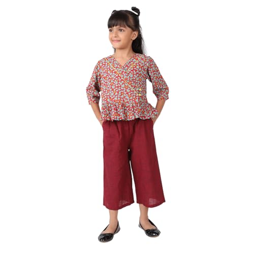 Fabindia GirlS Fitted Pants Set (20019845_Red