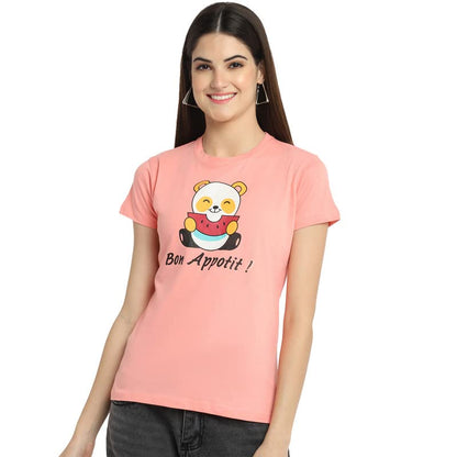 Preneum Womens Cotton Regular Fit Latest Graphic Stylish Printed Short Sleeves Casual T-Shirt || Trending & Style (Pack 4), Pin