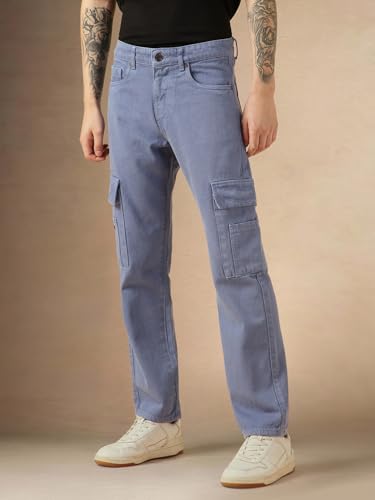 Dennis Lingo Mens Navy Blue Cotton Relaxed Fit Mid-Rise Casual Jeans
