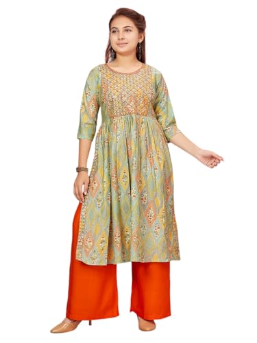 Aarika Girls Orange Colour Silk Kurti
