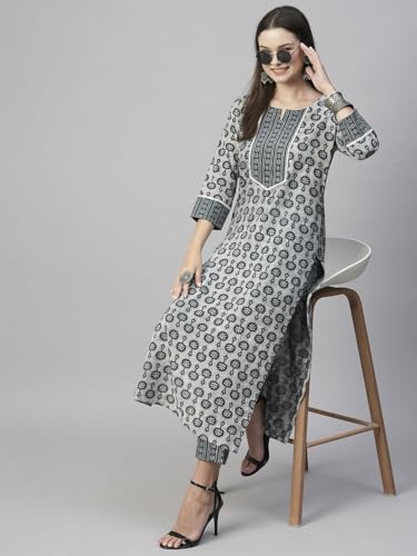 ANNI DESIGNER Women Cotton Blend Kurta With Pant, Pack Of 2