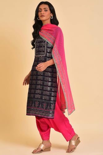 W For Woman WomenS Rayon Kurta, Salwar & Dupatta (23Fesp11190-312495_Navy