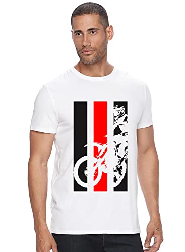 ADRO Men's Bike Rider Printed Cotton T-Shirt (RN22-2-BIK-WH_White_XL)