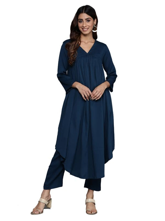 Varanga Women's Silk Solid Straight Shirt