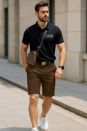 Greciilooks Casual Men Shorts | Rich Regular Fit Solid Short With Side Pockets | Relaxed Fit Half Pants | Mid Rise Waist Coffee