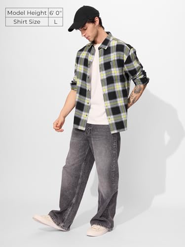 The Souled Store Plaid: Sulphura Men And Boys Long Sleeves Collared Neck Button Front Cotton Utility Shirts