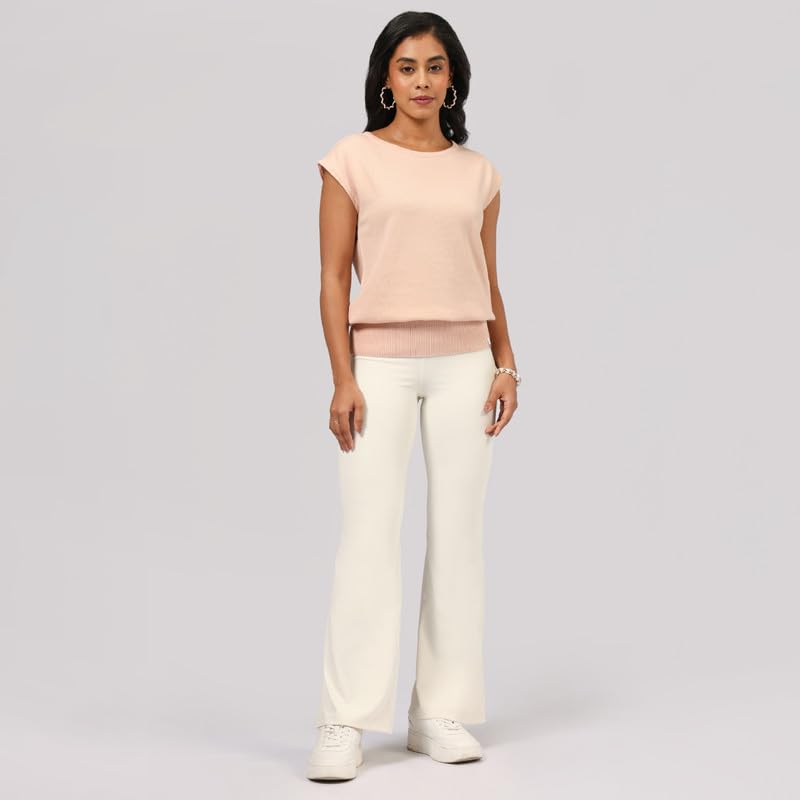 Move All Day Cap Sleeve Top, Cap Sleeve Detailing, Ribbed Hemline, 100% Cotton, Chic Workwear