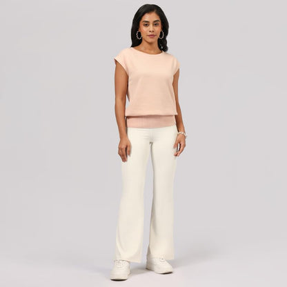 Move All Day Cap Sleeve Top, Cap Sleeve Detailing, Ribbed Hemline, 100% Cotton, Chic Workwear