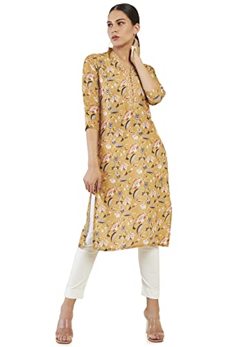 Soch Women Yellow Crepe Printed Kurta