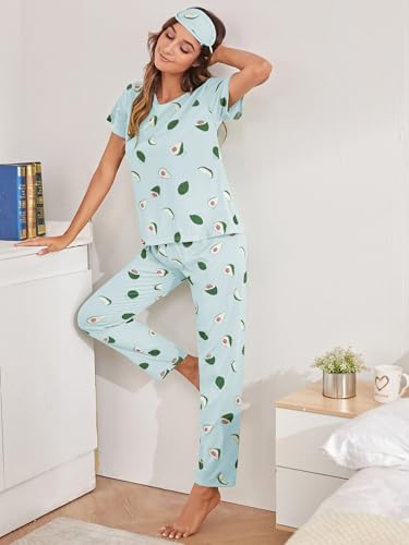 SHIENZY Womens Stylish Avacado Printed Night Suit || T-Shirt & Pyjama for Nightwear Set || Casual Lounge & Sleep Wear for Girls