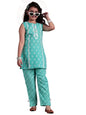 Libas Kids Womens Printed Cotton Straight Kurta With Trousers