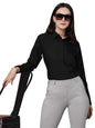 Style Quotient Women Black Cotton Blend Formal Long Sleeve Shirt