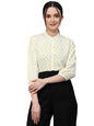 Style Quotient Women White and Yellow Polka Dot Rayon Regular Smart Casual Shirt