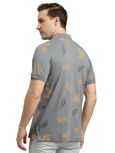 Turtle Men Knitted Slim Fit Grey Polo T-Shirt