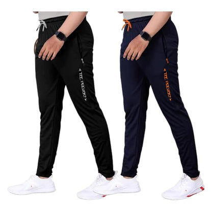 Tee Projekt Lycra Combo Soild & Zippered Pockets Style Regular Fit Track Pant for Men Jogger, Gym Wear, Yoga