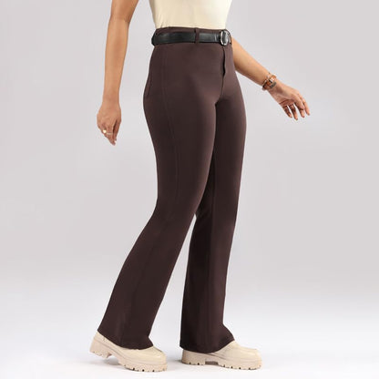 BlissClub AM:PM Air Flare Trousers Cotton for Women Above 55 ft Tall | Bootcut Trousers and Formal Pants for Women Office wear