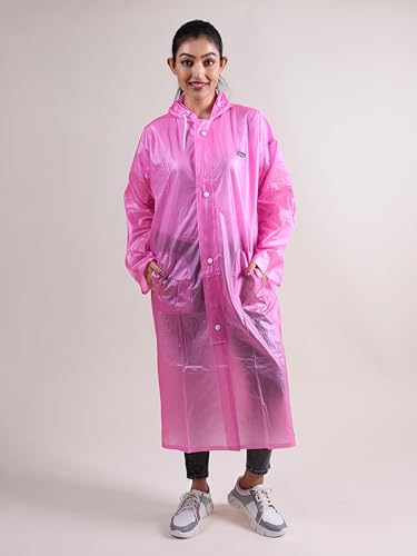 RUPA Rainsuit Women Waterproof PVC Raincoat with Hood & Carry Bag | Lightweight Rainwear for Women with Front Zip | Solid Color
