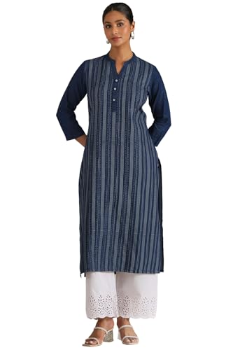Soch WomenS Denim Polka Dots Regular Kurta (Cws5Ku61235_Indigo