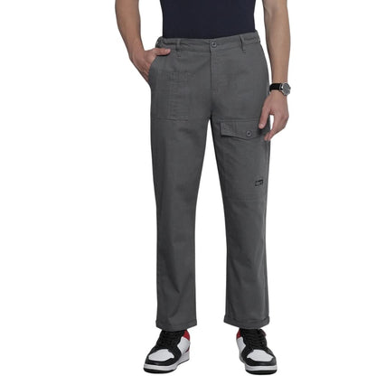 The Indian Garage Co Men Relaxed Fit Solid Mid-Rise Trousers Ash Grey