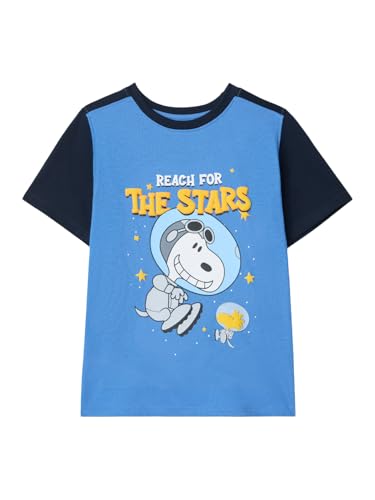 The Souled Store Peanuts: The Stars Boys Short Sleeves Round Neck Blue Graphic Printed Regular Fit Cotton T-Shirts (2-8 Yrs)