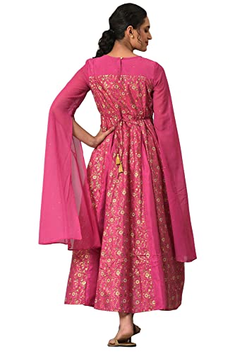 Aurelia WomenS Polyester Fit And Flare Midi Dress (22Aua13654-506523_Pink