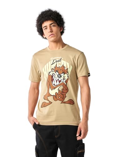 Bewakoof Official Looney Tunes Merchandise Hungry Devil Mens Graphic Print Regular Fit Half Sleeve Round Neck Cotton Jersey T-S