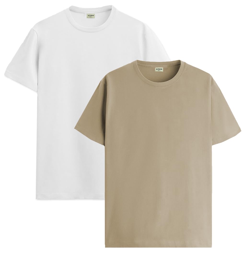 ADRO T Shirts Pack of 2 Mens Tshirts Cotton T Shirts for Men Tshirt T-Shirts Combo T Shirts Tshirts for Men Plain Solid Tshirts