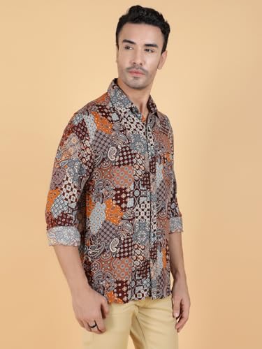 Kotty Mens Printed Rayan Full Sleeves Shirts(Multicolor,S)