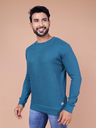 Colors Waffle Texture Full Sleeve T-Shirt for Men - 100% Cotton, Ribbed Crew Neck, Breathable Fabric, Enhanced Texture, Super St