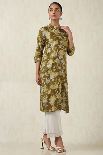 Soch WomenS Cotton Botanical Regular Kurta (Cws5Ku61082_Olive