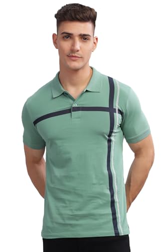 ADRO Regular Fit Polo T-Shirt for Men| Printed Polo T-Shirt | Cotton Polo T Shirt Also in Plus Size|Pnop24-L1-Ptnbwh-L Pista