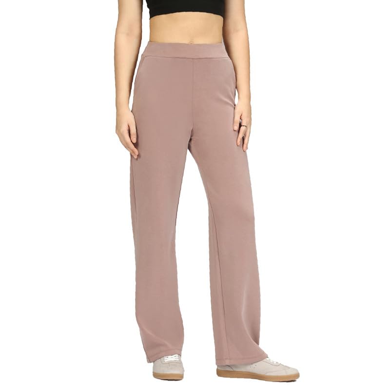 BlissClub Womens BareButter Straight Pants, High Rise, Straight fit,Pockets, Comfortable Waistband,Tall Variant Above 55