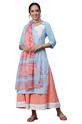 Aurelia Women's Straight Kurta, Peach Culottes And Dupatta Set