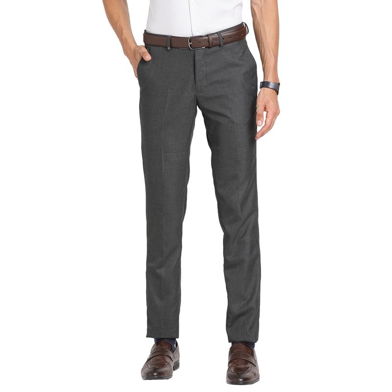 Turtle Men Pv Grey Solids Slim Fit Formal Trouser