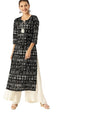 Varanga Women Black & White Printed Straight Kurta
