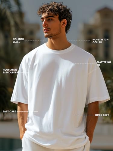 Nobero MenS Graphic Print Oversized Fit T-Shirt (1M-Twrt-C1018-Bl_Step Into The Unknown-White