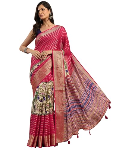 Libas Womens Woven Design Silk Blend Saree With Blouse Piece