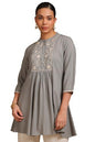 Soch Womens Grey Viscose Solid Tunic with Thread Work