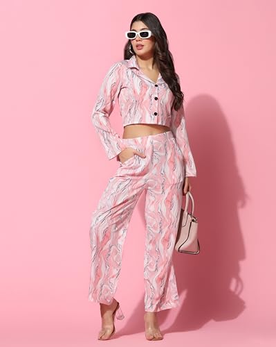 Tagdo Women'S Co-Ords Printed Dress Set (Shirt-Pair-5150)