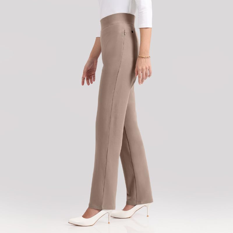 BlissClub Women AM PM Cotton Straight Pants - Regular | Wide Waistband | High Rise | Drawstring | 2 Pockets