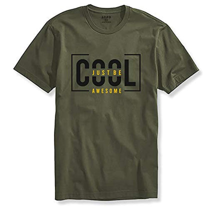 ADRO Just Be Cool Design Printed T-Shirts for Men & Women (RNR-S35-JBA-OL_Olive_XL)