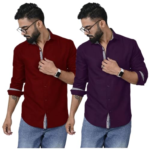 Pinkmint Combo Cotton Shirt for Men Button Down Spread Collar Shirt