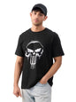 The Souled Store Official Punisher: Classic Logo Men And Boys Short Sleeves Round Neck Black Graphic Printed Regular Fit Cotton