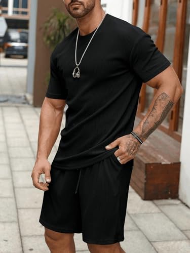 SHIENZY Mens Casual Solid Printed Night Suit Co-Ord Set || T-Shirt and Shorts Nightwear Set || Sleepwear/Loungewear for Regular