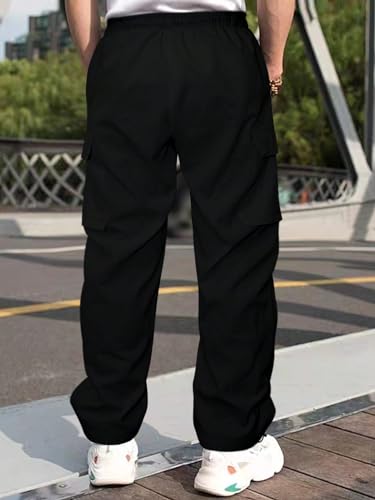 Greciilooks MenS Regular Fit Low Rise Polyester Cargos | Cargo Track Pant | Loose Fit | Regular Trouser (Available In Plus Size