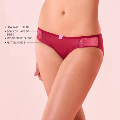 Enamor Womens Nylon Modern Solid Bikini Style Underwear (Pack of 1) (P191_Coral Wave
